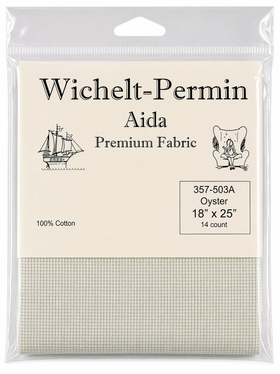 Wichelt - Permin Aida Fabric – Oyster – 14 Count – 18" x 25" – Premium Danish Cross Stitch Fabric - Pisgah Needleworks
