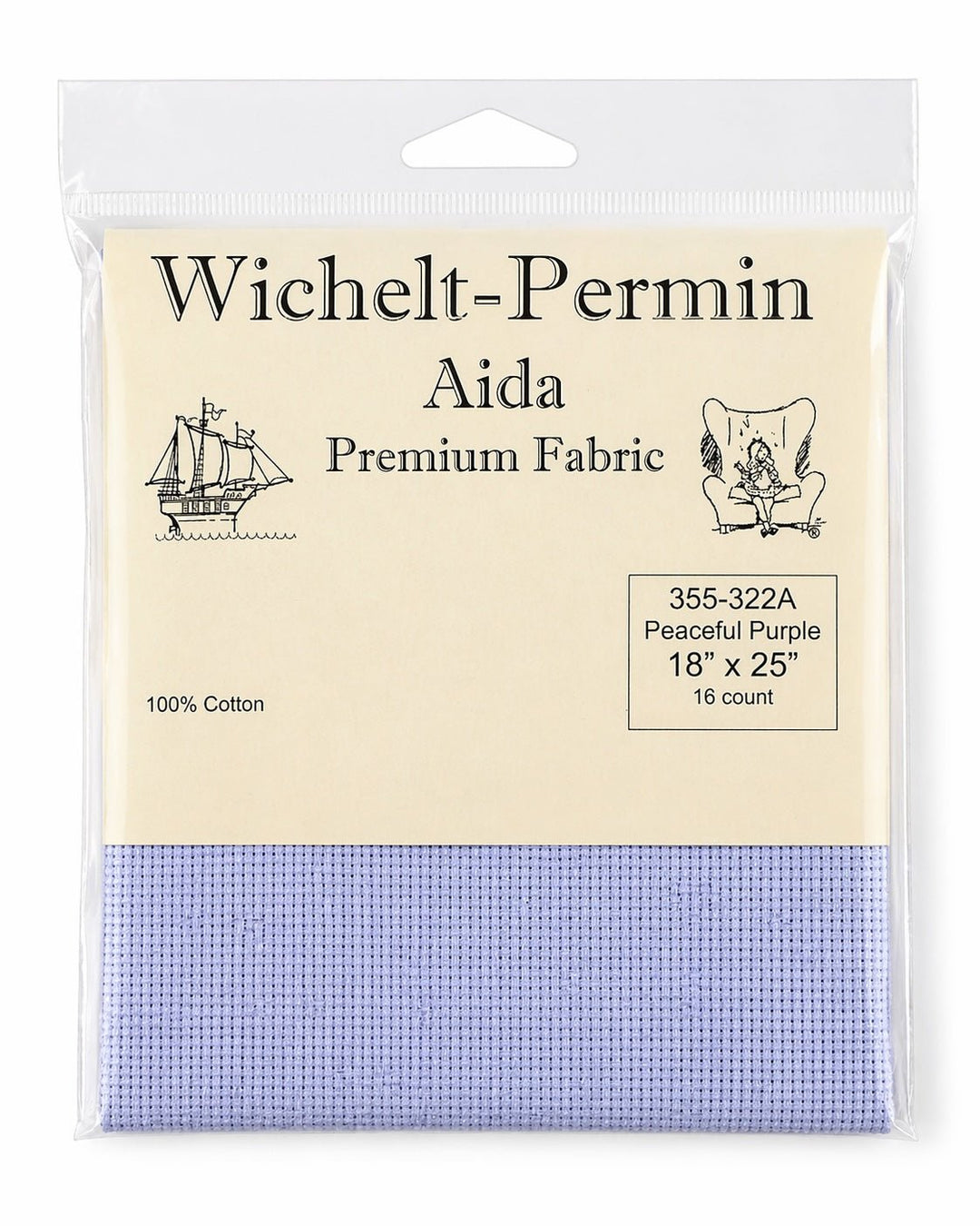 Wichelt - Permin Aida Fabric – Peaceful Purple – 16 Count – 18" x 25" Cross Stitch Cloth - Pisgah Needleworks