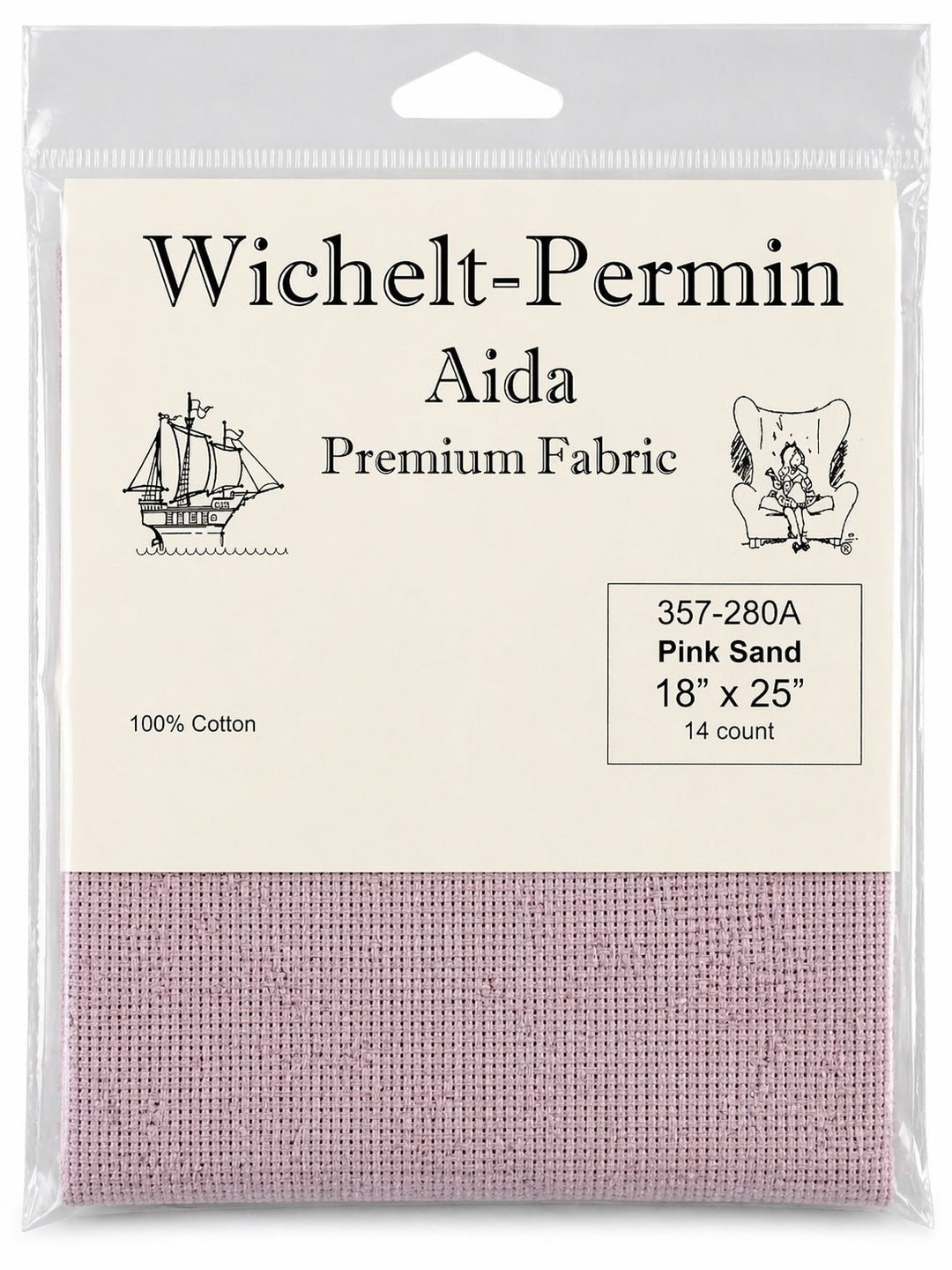 Wichelt - Permin Aida Fabric – Pink Sand – 14 Count – 18" x 25" – Premium Danish Cross Stitch Fabric - Pisgah Needleworks