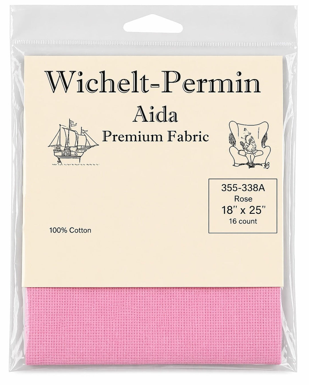 Wichelt - Permin Aida Fabric – Rose – 16 Count – 18" x 25" – Premium Danish Cross Stitch Fabric - Pisgah Needleworks