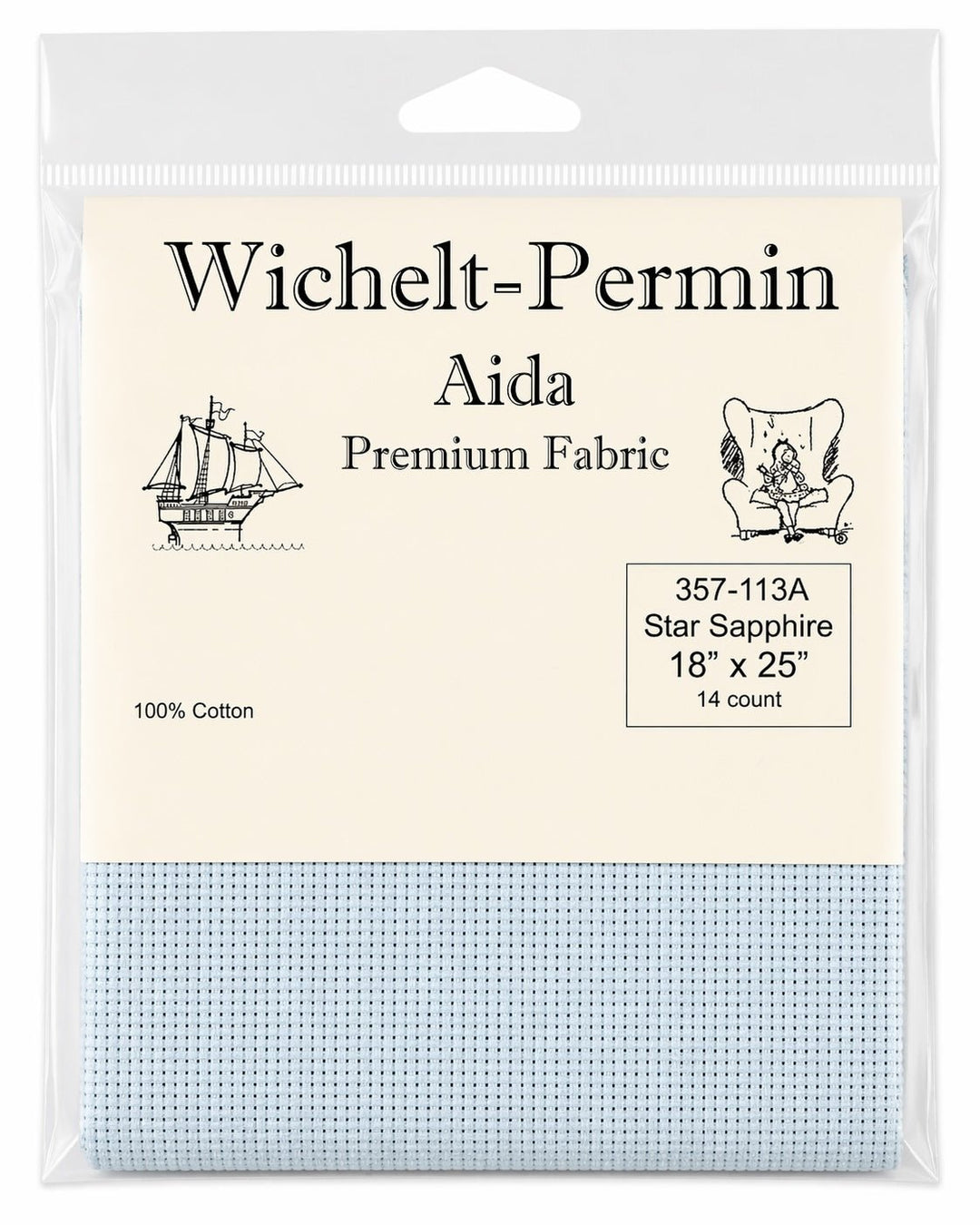 Wichelt - Permin Aida Fabric – Star Sapphire – 14 Count – 18" x 25" – Premium Danish Cross Stitch Fabric - Pisgah Needleworks