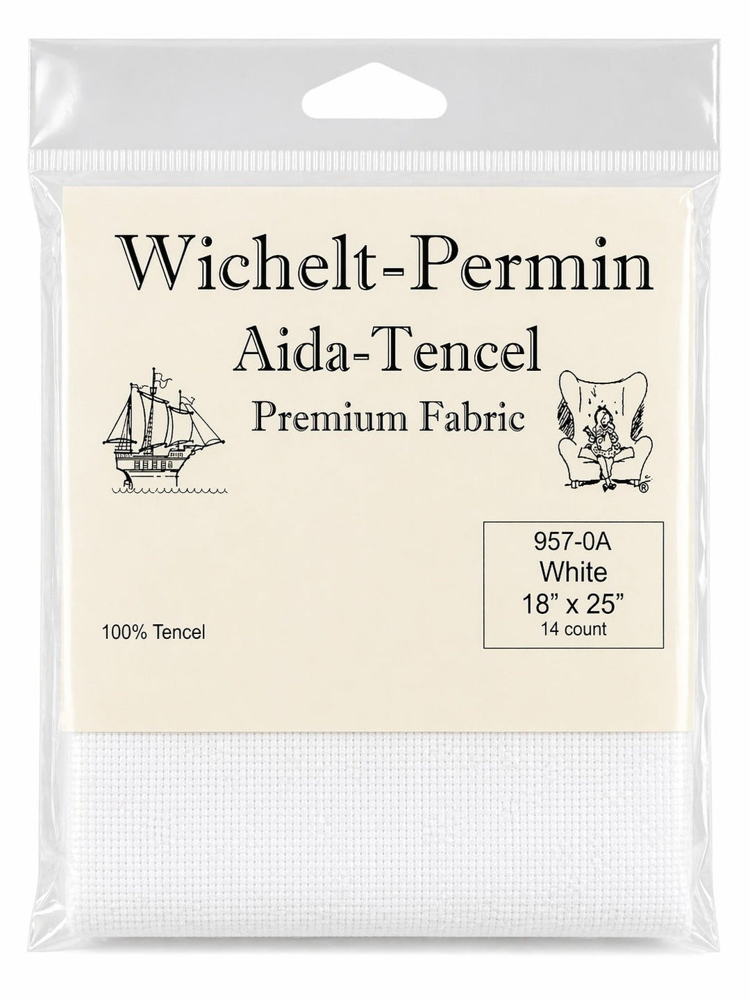 Wichelt - Permin Aida - Tencel Fabric – White – 14 Count – 18" x 25" – Premium Danish Cross Stitch Fabric - Pisgah Needleworks