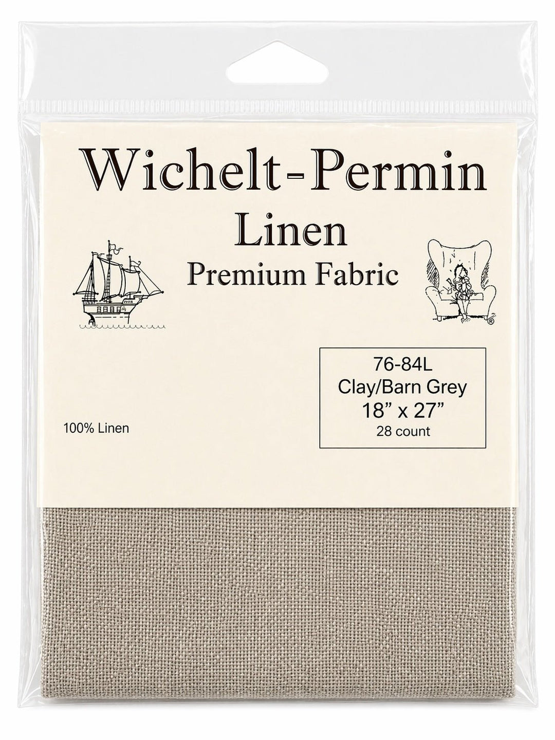 Wichelt - Permin Linen Fabric – Clay/Barn Grey – 28 Count – 18" x 27" – Premium Danish Needlework Fabric - Pisgah Needleworks