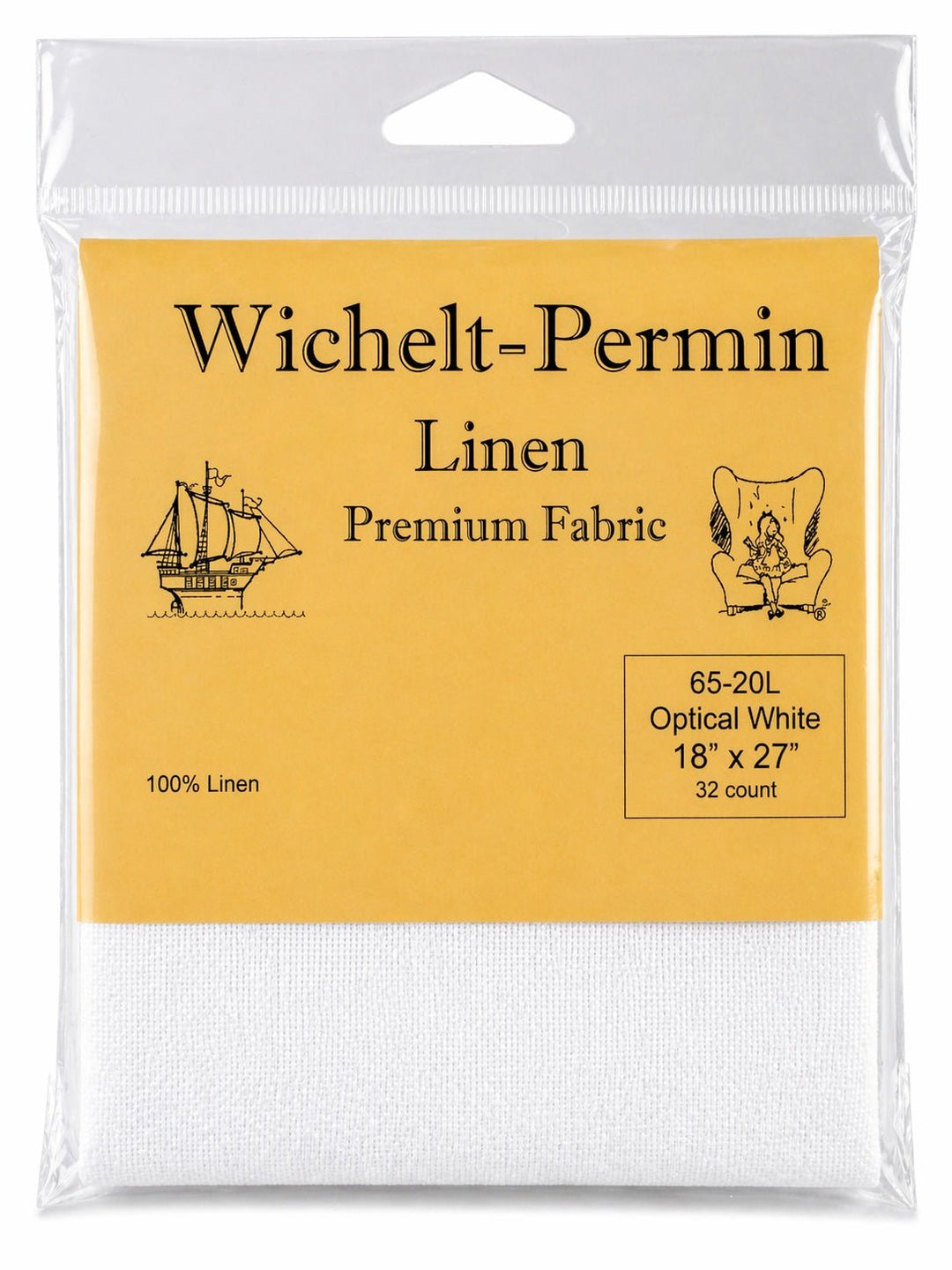 Wichelt - Permin Linen Fabric – Optical White – 32 Count – 18" x 27" – Premium Danish Needlework Fabric - Pisgah Needleworks
