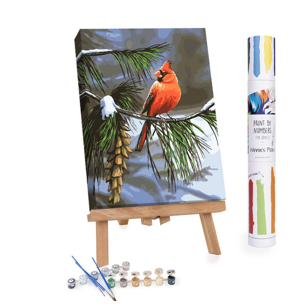 Winnie’s Picks – On Watch, Cardinal Paint by Numbers Kit (20x16in) - Pisgah Needleworks