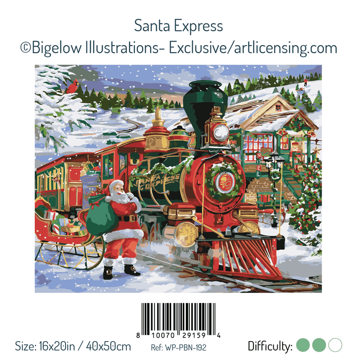 Winnie’s Picks – Santa Express DIY Paint by Numbers Kit (16x20in) - Pisgah Needleworks
